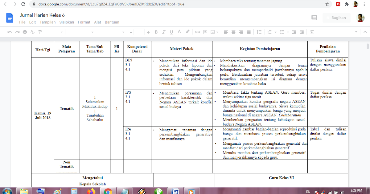 Download jurnal harian guru pai sd kurikulum merdeka