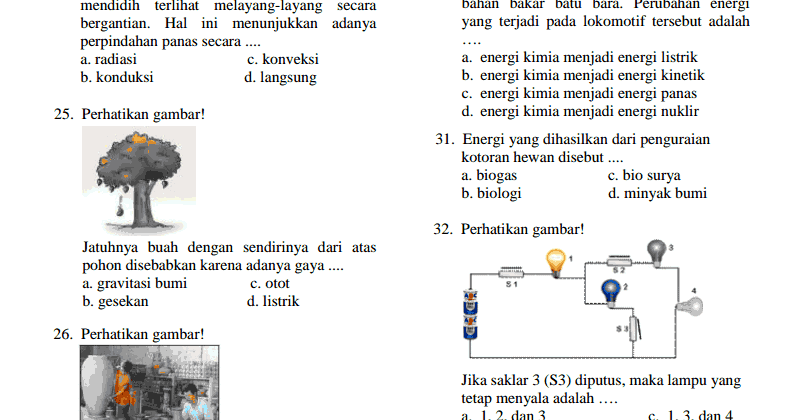 Soal pts ipa kelas 6 semester 1 kurikulum 2024