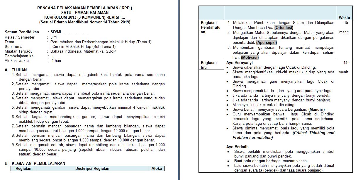 Rpp kelas 1 semester 2 pdf