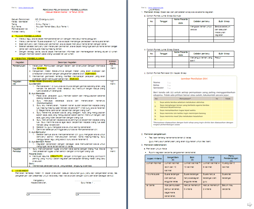 Rpp pai kelas 1 semester 1 pdf