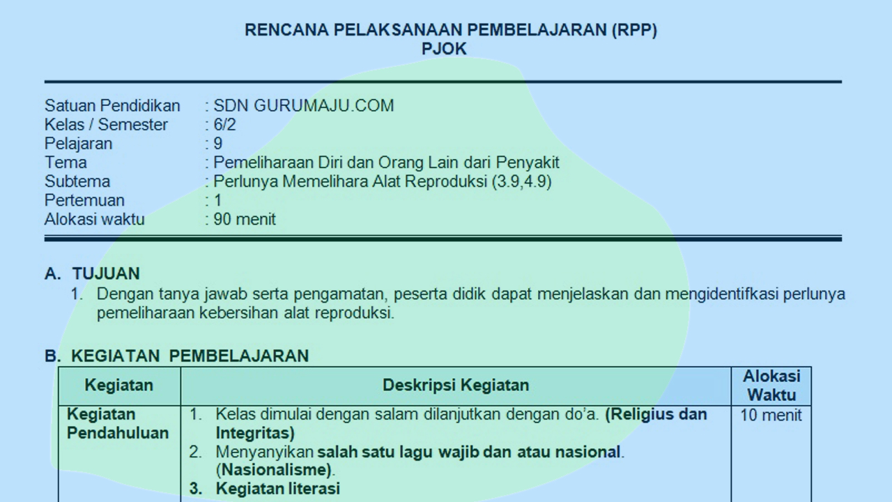 Rpp pjok kelas 6 semester 2 kurikulum 2024 revisi 2020