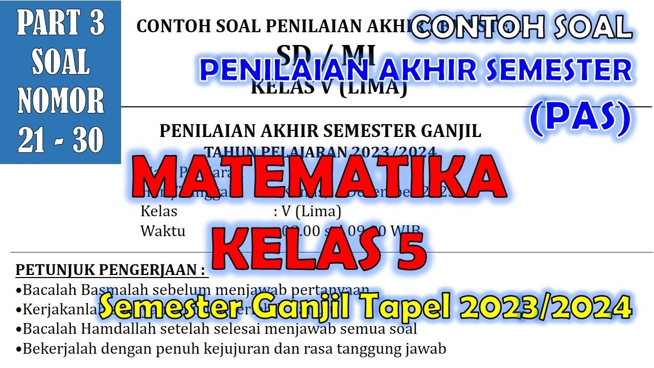 Soal uts matematika kelas 5 semester 1 kurikulum 2024