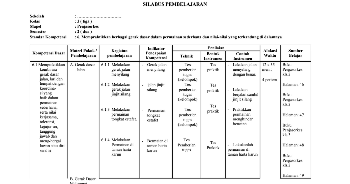 Rpp pjok kelas 3 semester 2 kurikulum 2024 revisi 2020